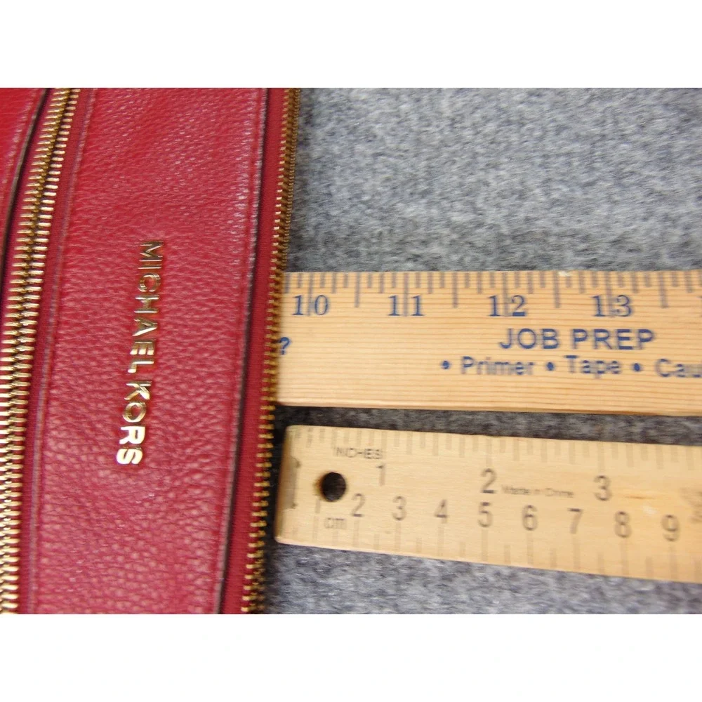 Michael Kors Bedford Red Pebbled Leather Crossbody Bag 32H2MBFC2L Gold Hardware - Picture 16 of 16